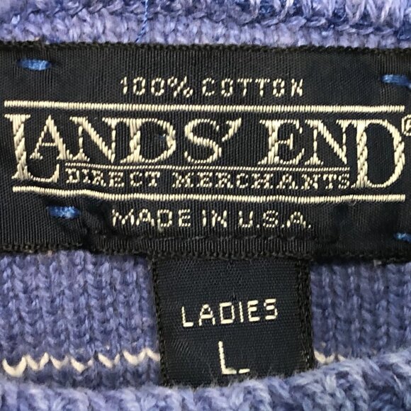 Vintage Lands' End Periwinkle Blue 80s Sweater - Picture 4 of 8